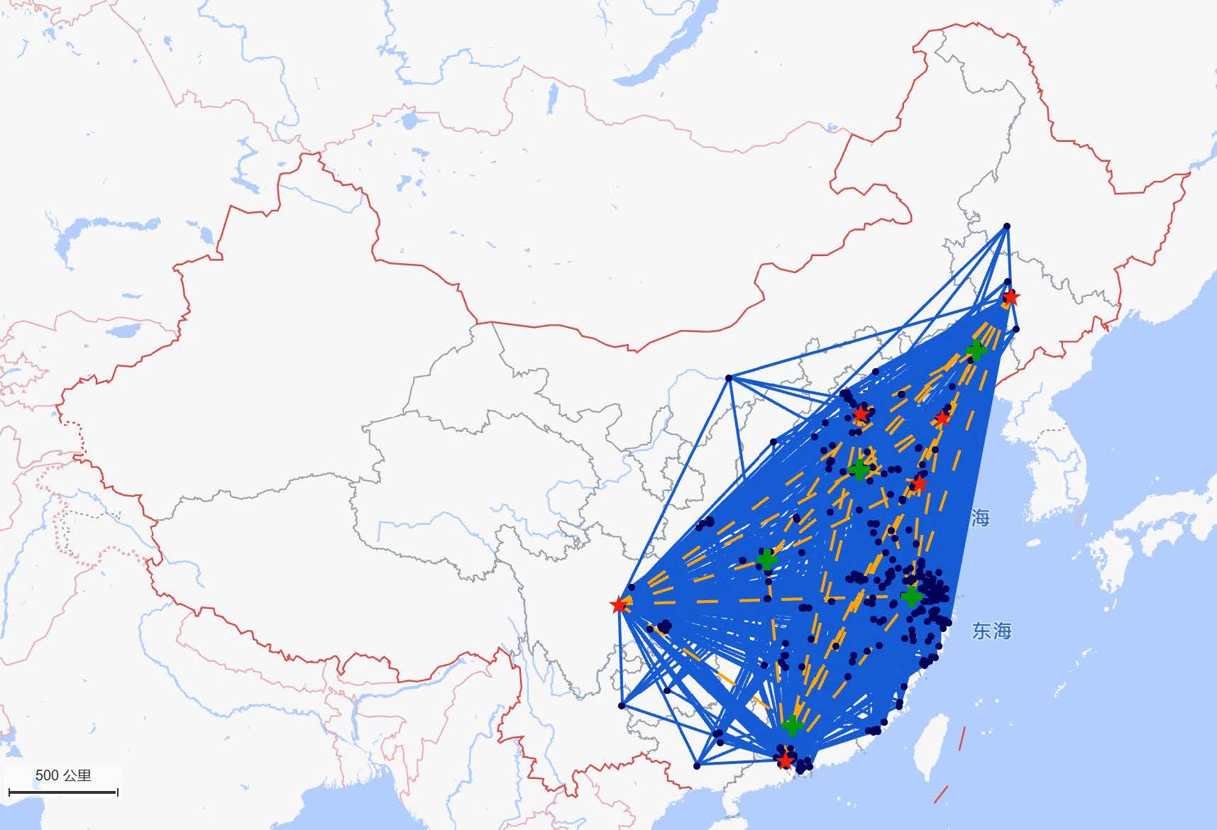 跨级采购重构方案网络拓扑图：呈现直达路径与层级路径并存的柔性网络结构
